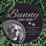 12  Round Personalized Dog Cat Memorial Stone with Photo Engraving Customized Granite Headstone