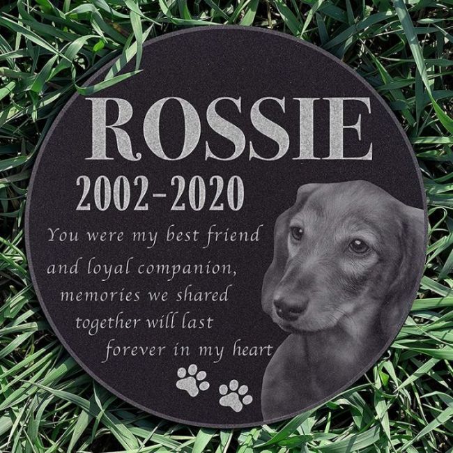 12  Round Personalized Dog Cat Memorial Plaque with Photo Engraving Customized Grave Marker