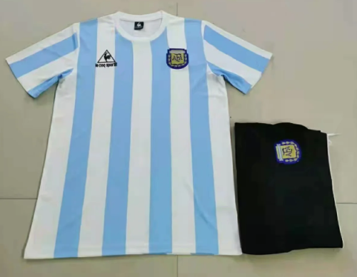 Argentina 1986 Home Retro Soccer Jersey and Short Kit