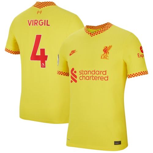 Virgil Van Dijk Liverpool Nike 2021/22 Third Vapor Match Player Jersey - Yellow