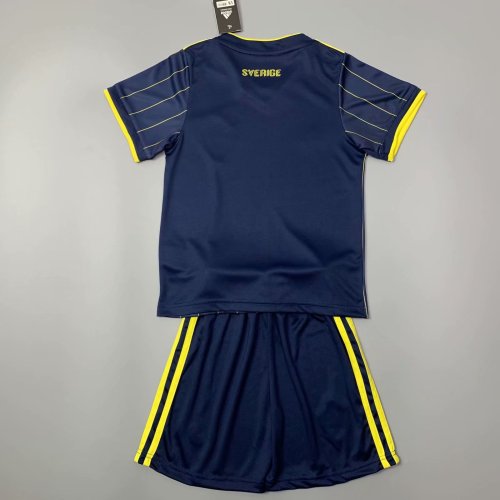 Kids Sweden 2021 Away Soccer Jersey and Short Kit