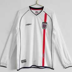 2002 England Home Retro Long Sleeve Men Soccer jersey AAA35961