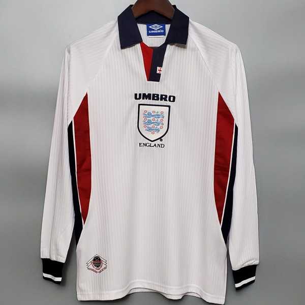1998 England Home Retro Long Sleeve Men Soccer jersey AAA36167