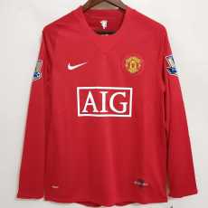 07 08 Man Utd Home Retro Long Sleeve Men Soccer jersey AAA38711