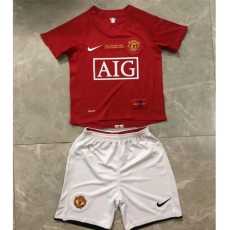 07 08 Man Utd Home Retro Kids Soccer jersey AAA38653