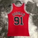 98 99 BULLS RODMAN #91 Red NBA Jerseys AAA42126