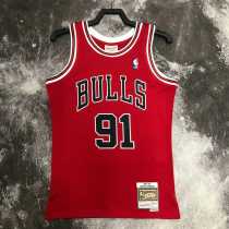 98 99 BULLS RODMAN #91 Red NBA Jerseys AAA42126