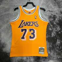 99 00 LAKERS RODMAN #73 Yellow NBA Jerseys AAA42103