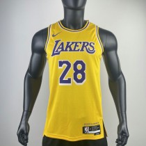 2023 LAKERS HACHIMURA #28 Yellow NBA Jerseys