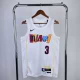 2023 HEAT WADE #3 White NBA Jerseys