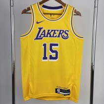 2023 LAKERS REAVES #15 Yellow NBA Jerseys