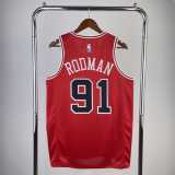 2023 BULLS RODMAN #91 Red Icon Edition Swingman Jersey NBA Jerseys
