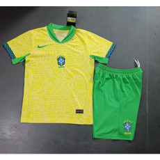 2024 Brazil Home Kids kit Soccer Jersey