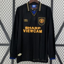 1993/94 Man Utd Away Black Retro Long Sleeve Soccer jersey