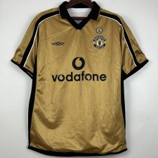 2001/02 Man Utd 100th Anniversary Edition Yellow Retro Soccer jersey