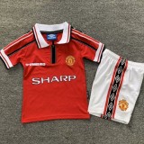 1998/99 Man Utd Home Red Retro Kids Soccer jersey