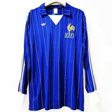 1980 France Home Blue Retro Long Sleeve Soccer jersey