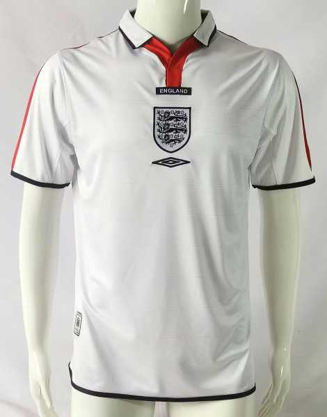 2004 England Home White Retro Soccer jersey