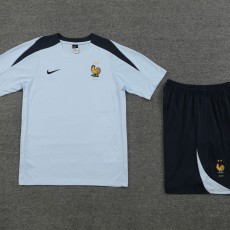 2024 France White Training Shorts Suit