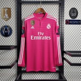 2014/15 R MAD Away Pink Retro Long Sleeve Soccer jersey