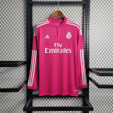 2014/15 R MAD Away Pink Retro Long Sleeve Soccer jersey