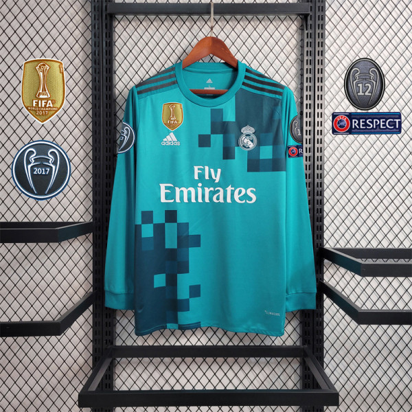 2017/18 R MAD 3RD Green Retro Long Sleeve Soccer jersey