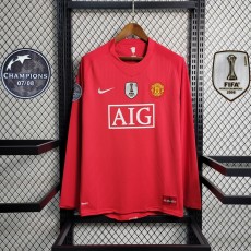 2007/08 Man Utd Home Red Retro Long Sleeve Soccer jersey