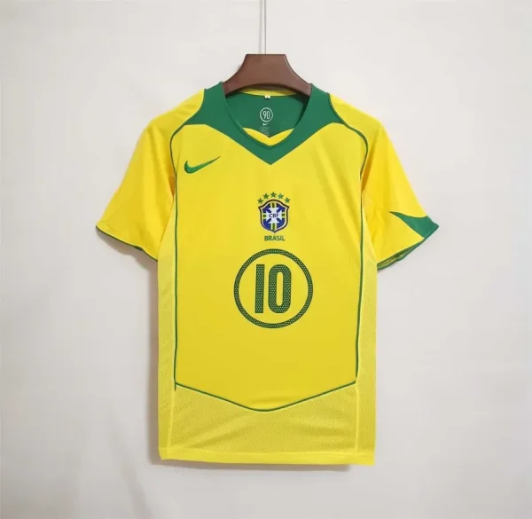 2004 Brazil Home Yellow Retro Soccer jersey