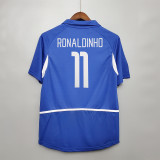 2002 Brazil Away Blue Retro Soccer jersey
