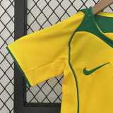 2004 Brazil Home Yellow Retro Kids Soccer jersey