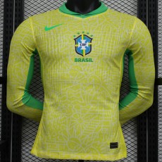 2024 Brazil Home Yellow Player Long Sleeve Soccer jersey