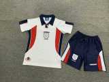 1998 England Home White Retro Kids Soccer jersey