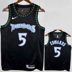 2017/18 TIMBERWOLVES EDWARDS #5 Black NBA Jerseys