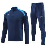 2024 Dark Blue Half Pull Tracksuit