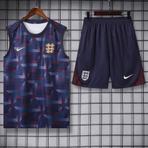 2024 England Dark Blue Training Shorts Suit