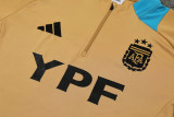2024 Argentina Yellow Kids Half Pull Tracksuit
