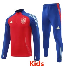 2024 Spain Red Kids Half Pull Tracksuit