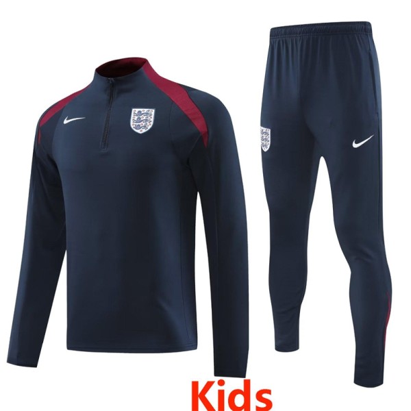 2024 England Dark Blue Kids Half Pull Tracksuit