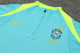 2024 Brazil Azure Kids Half Pull Tracksuit