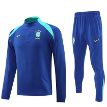 2024 Brazil Blue Half Pull Tracksuit