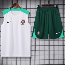 2024 Portugal White Training Shorts Suit