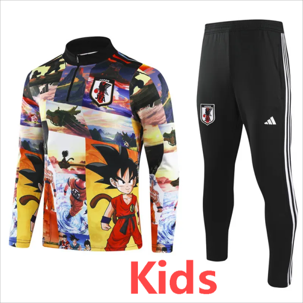 2024 Japan Yellow Kids Half Pull Tracksuit