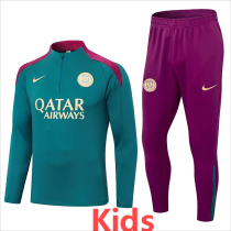 2024/25 PSG Green Kids Half Pull Tracksuit