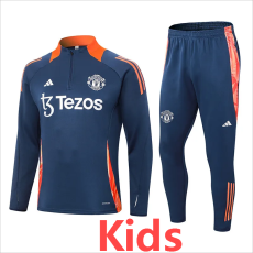 2024/25 Man Utd Dark Blue Kids Half Pull Tracksuit