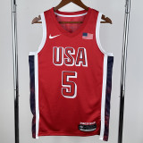 2024 EDWARDS #5 Red NBA Jerseys
