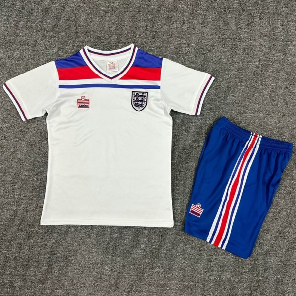 1982 England Home White Retro Kids Soccer jersey
