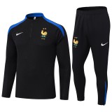 2024 France Black Half Pull Tracksuit