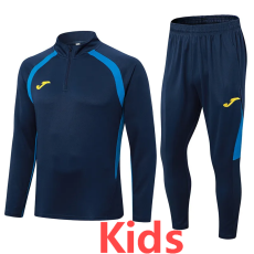 2024 Dark Blue Kids Half Pull Tracksuit