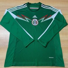 2014 Mexico Home Green Retro Long Sleeve Soccer jersey