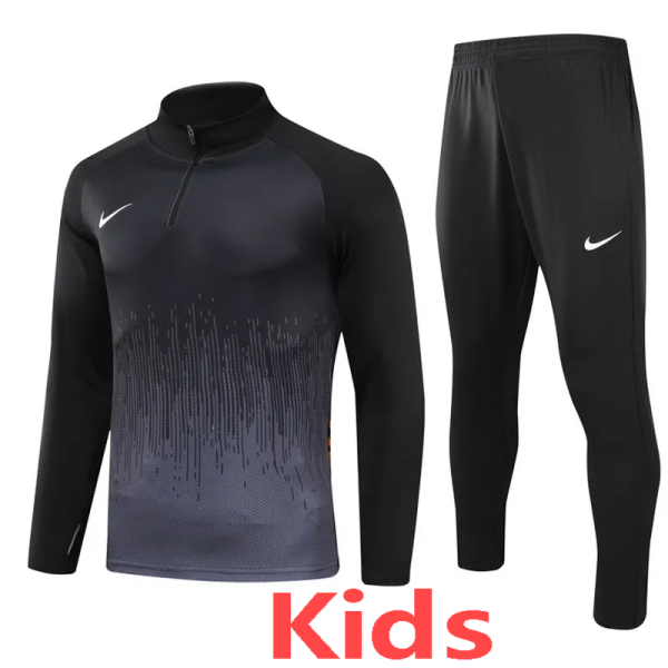 2024 Black Kids Half Pull Tracksuit